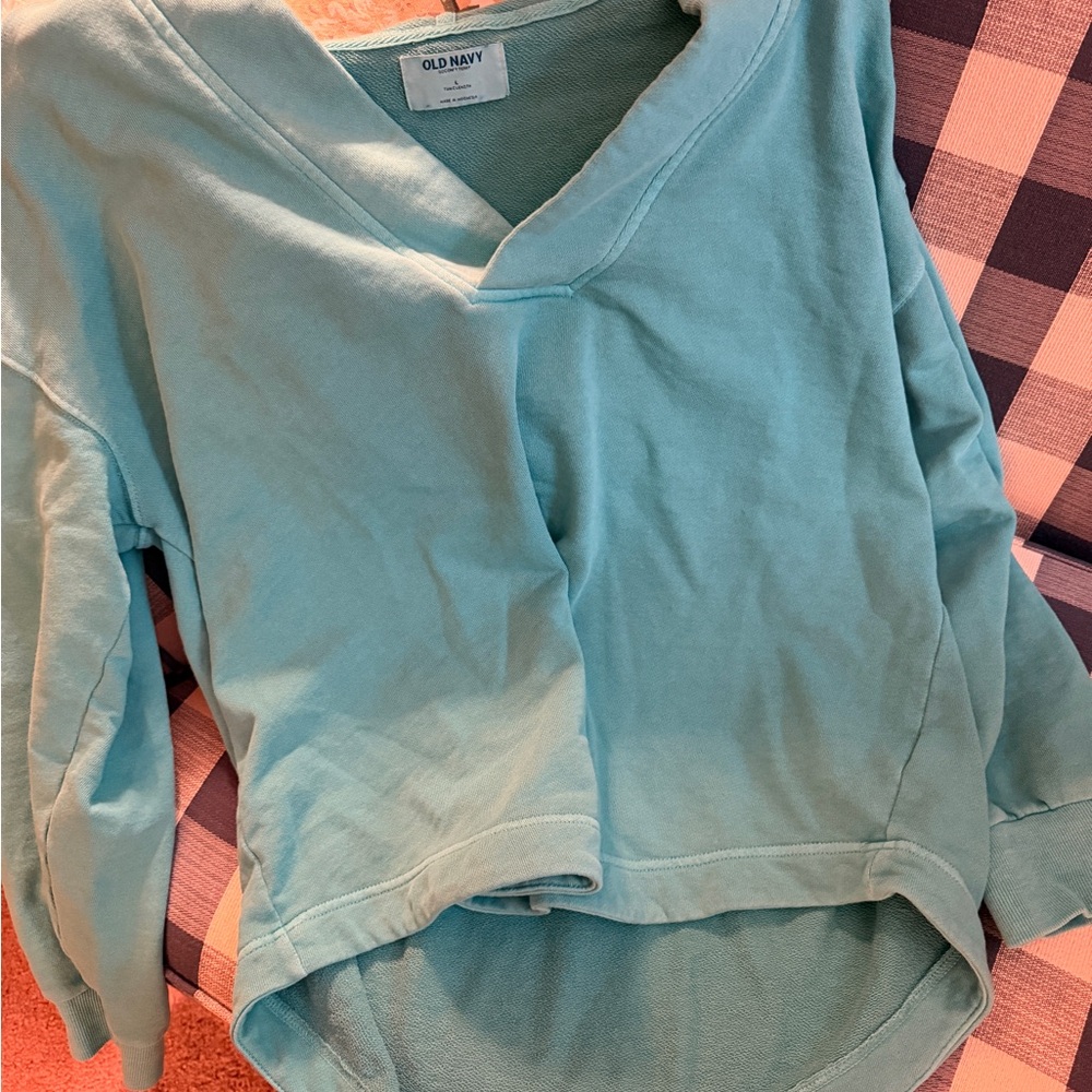 Old Navy Aqua V-Neck Pullover